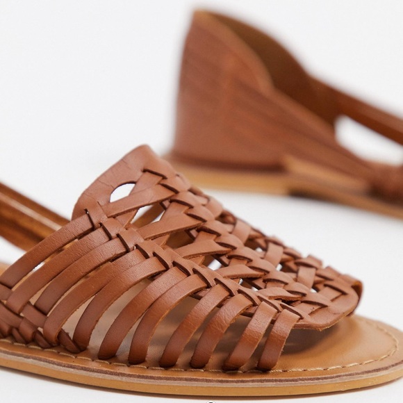 ASOS DESIGN size 8 Tan Florentine Woven Leather Sandals! - Picture 4 of 15